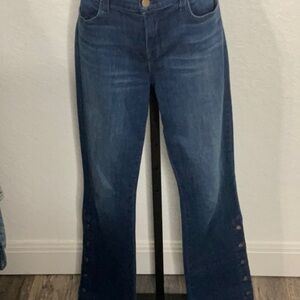 330- J Brand NWOT Charlene Flare Jeans with Buttons up Leg, Size 28